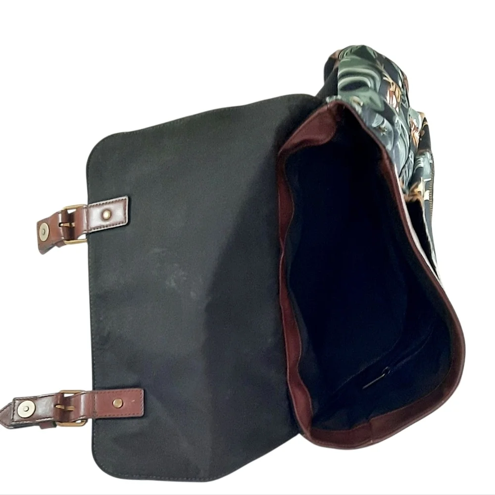 Fossil Miles Backpack Canvas And Leather Monstera Leaf Pattern